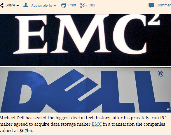 戴尔迎娶EMC，我们来看IT巨头们各自的最大并购案