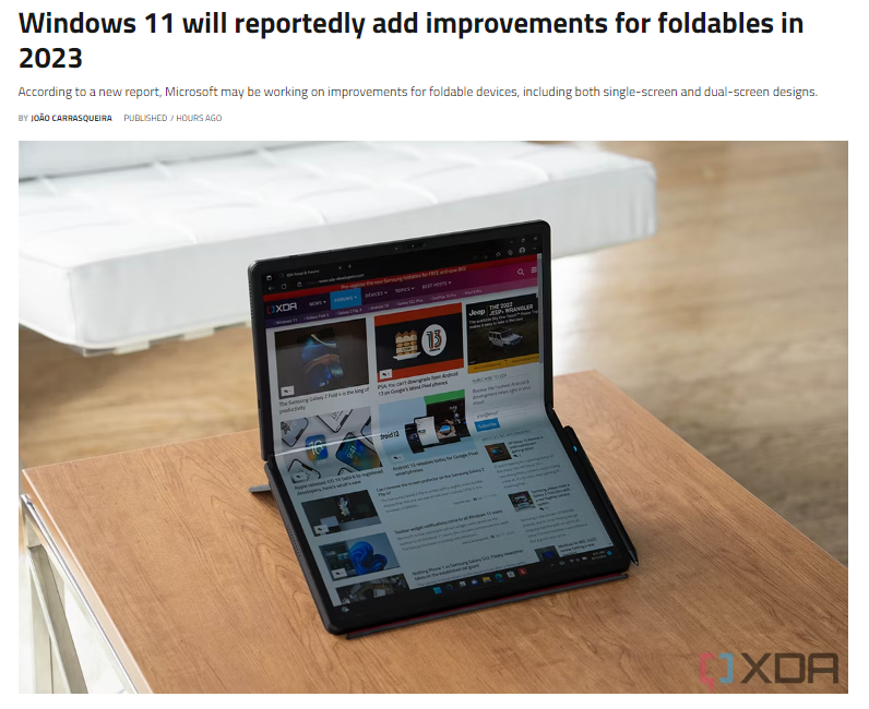 消息稱Win11明年將針對可折疊設備進行改進 將適用于單屏和雙屏設備