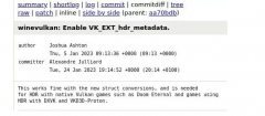 Wine 8.1将添加Vulkan HDR扩展 目前