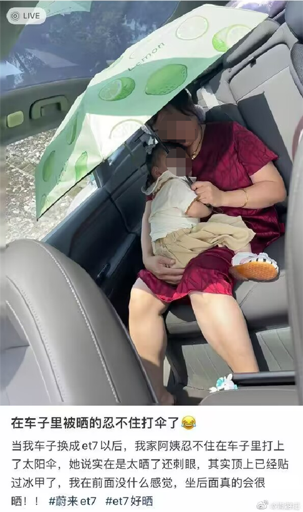 又见车内打伞 特斯拉、蔚来均中招：为何就是不配遮阳帘？