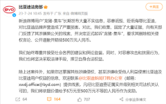 比亚迪法务：正式起诉“龙猪
