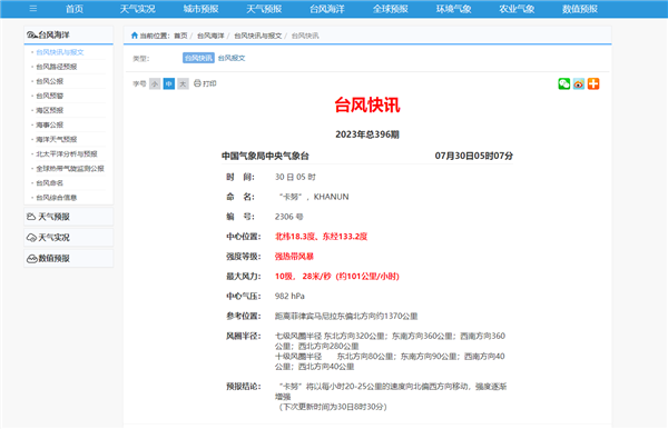 最高达强台风级！台风“卡奴”正在增强：预计要登陆浙江